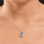Tanzanite & White Zircon Pendant with Chain (Size 20) in Platinum Overlay Sterling Silver 1.74 Ct.