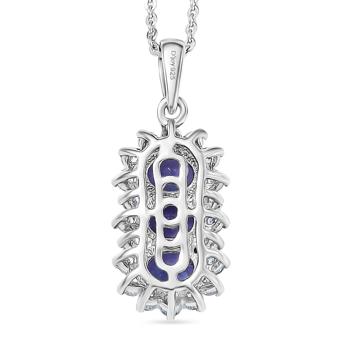 Tanzanite, White Zircon Trilogy Pendant with Chain (Size 20) in Platinum Overlay Sterling Silver 1.75 Ct. 4407657 5