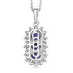 Tanzanite & White Zircon Pendant with Chain (Size 20) in Platinum Overlay Sterling Silver 1.74 Ct.