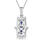 Tanzanite & White Zircon Pendant with Chain (Size - 20) in Rhodium Overlay Sterling Silver 2.81 Ct.