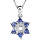 Tanzanite & White Zircon Pendant with Chain (Size 20) in Rhodium Overlay Sterling Silver