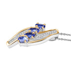 Tanzanite & White Zircon Pendant with Chain (Size 20) in Dual Tone Sterling Silver