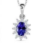 Premium Tanzanite & White Zircon Pendant with Chain (Size 20) in Rhodium Overlay Sterling Silver