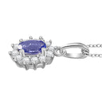 Premium Tanzanite & White Zircon Pendant with Chain (Size 20) in Rhodium Overlay Sterling Silver