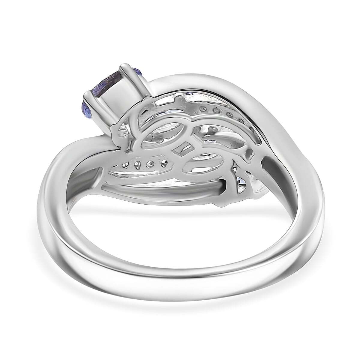 Tanzanite &amp; White Zircon 4 Stone Ring in Dual Tone Sterling Silver 1.16 Ct. 7938772 5