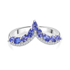 Tanzanite, White Zircon Ring in Rhodium Overlay Sterling Silver 1.17 Ct.