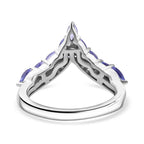 Tanzanite, White Zircon Ring in Rhodium Overlay Sterling Silver 1.17 Ct.