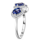 Premium Tanzanite & White Zircon Solitaire Ring in Rhodium Overlay Sterling Silver 2.00 Ct.