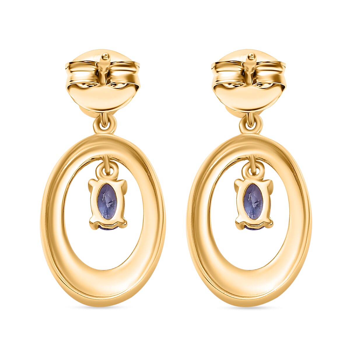 Tanzanite, White Zircon Dangle Drop Earrings in 18K Yellow Gold Vermeil Plated Sterling Silver 7949694 6