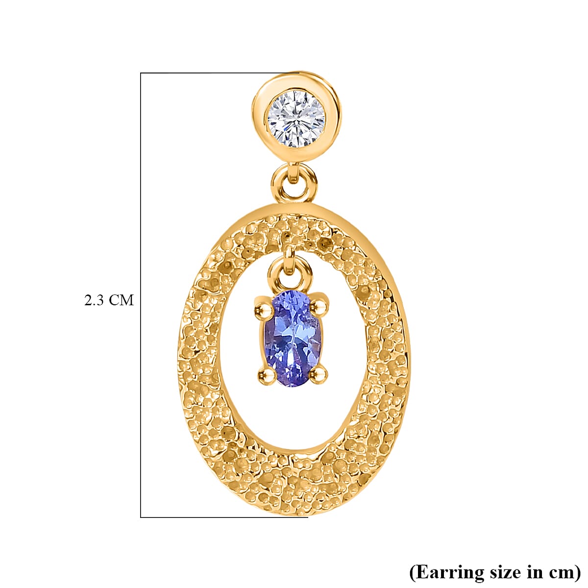 Tanzanite, White Zircon Dangle Drop Earrings in 18K Yellow Gold Vermeil Plated Sterling Silver 7949694 7