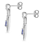 Premium Tanzanite & Natural Zircon Dangle Earrings in Platinum Overlay Sterling Silver 1.08 Ct