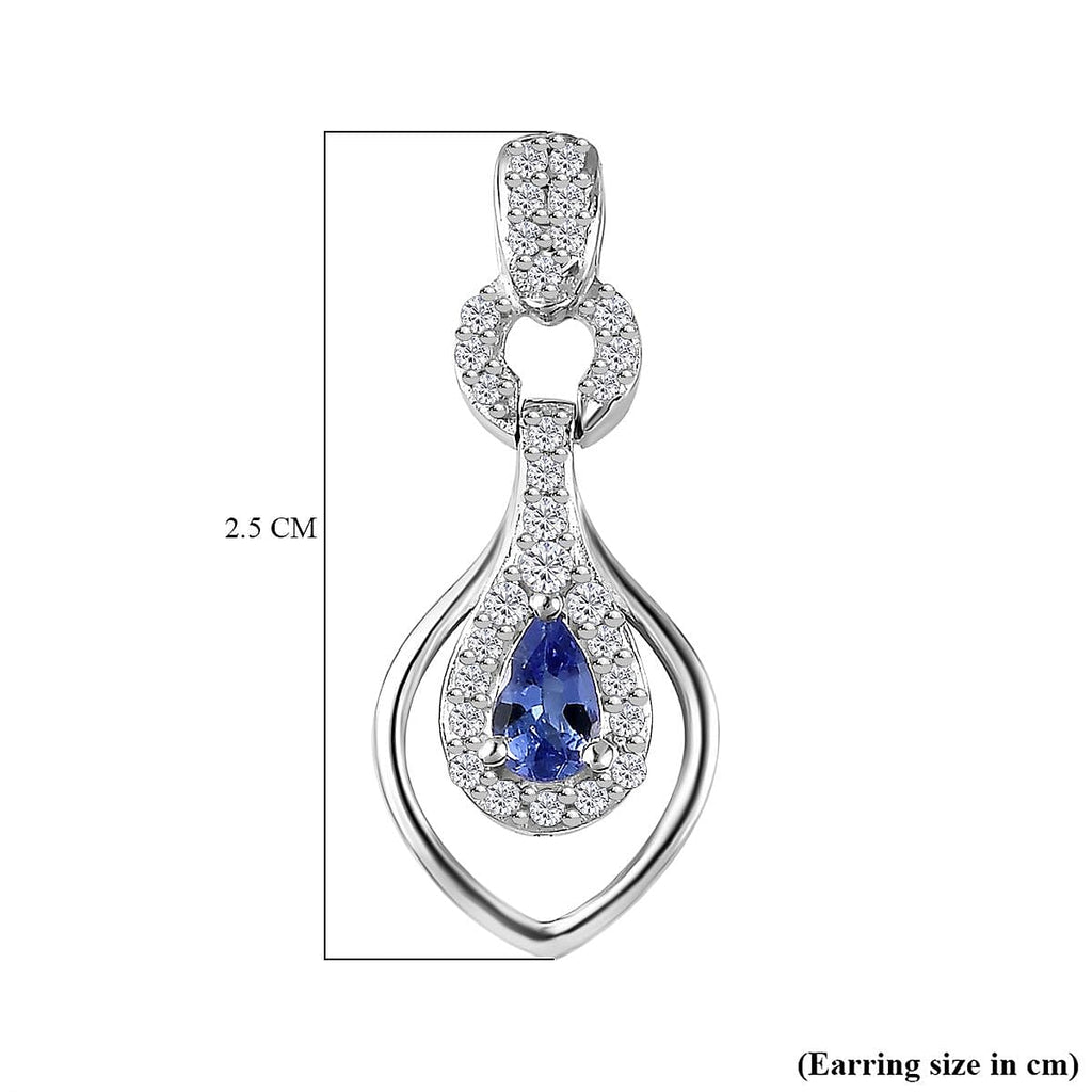 Premium Tanzanite & Natural Zircon Dangle Earrings in Platinum Overlay Sterling Silver 1.08 Ct