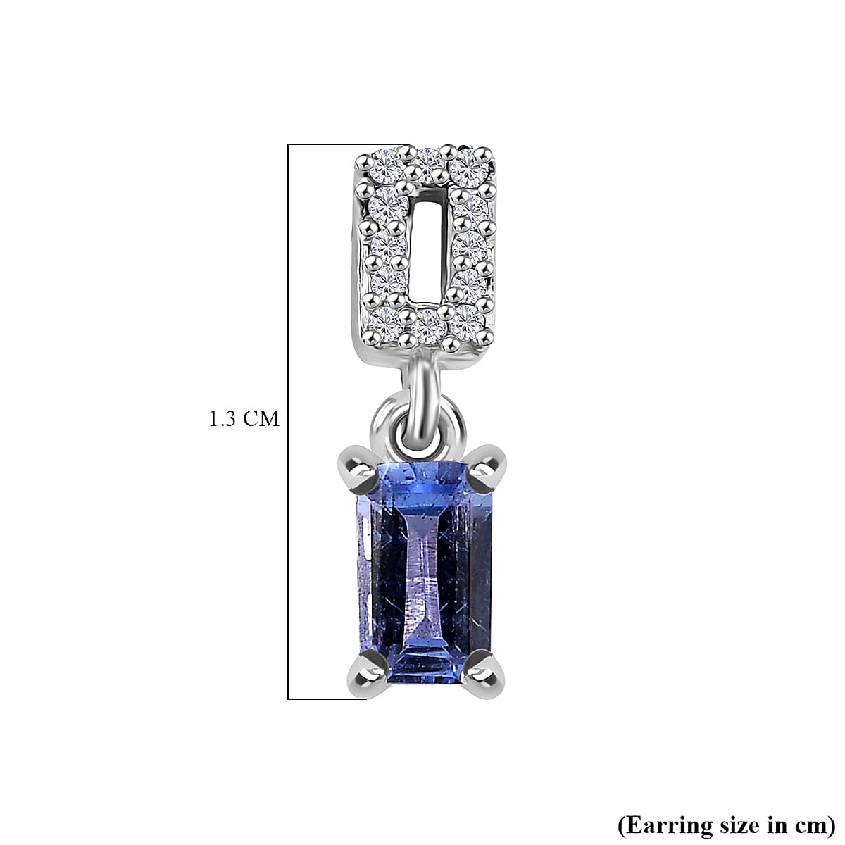 Tanzanite and White Zircon Solitaire Stud With Push Back Earring in Rhodium Overlay Sterling Silver 7994720 5