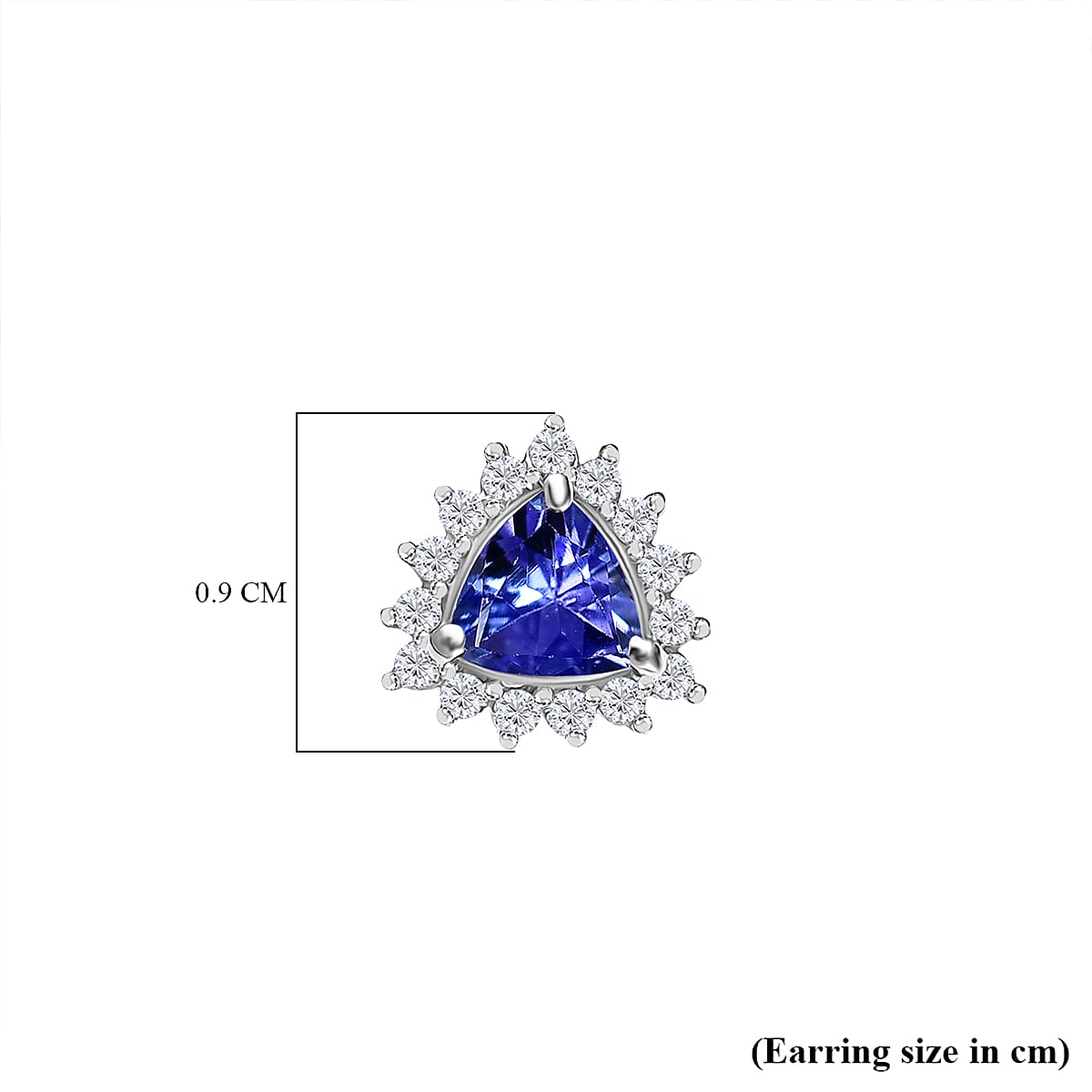 Tanzanite &amp; White Zircon Solitaire Stud Push Post Earring in Rhodium Overlay Sterling Silver 1.25 Ct. 8058911 4