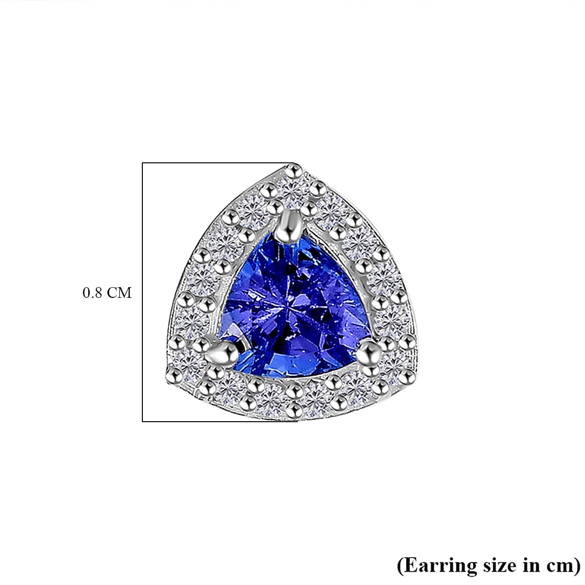 Tanzanite, White Zircon Halo Stud Push Post Earrings in Rhodium Overlay Sterling Silver 7934266 5