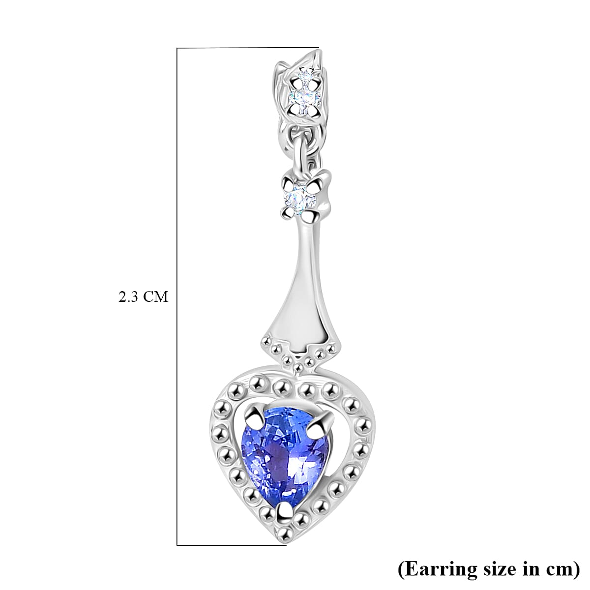 Tanzanite, White Zircon Drop Earrings in Rhodium Overlay Sterling Silver 0.72 ct. 7938692 7