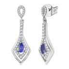 Tanzanite & White Zircon Solitaire Stud Push Post Earring in Rhodium Overlay Sterling Silver 1.16 Ct.
