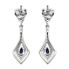 Tanzanite & White Zircon Solitaire Stud Push Post Earring in Rhodium Overlay Sterling Silver 1.16 Ct.
