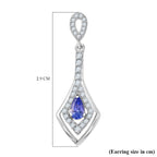 Tanzanite & White Zircon Solitaire Stud Push Post Earring in Rhodium Overlay Sterling Silver 1.16 Ct.