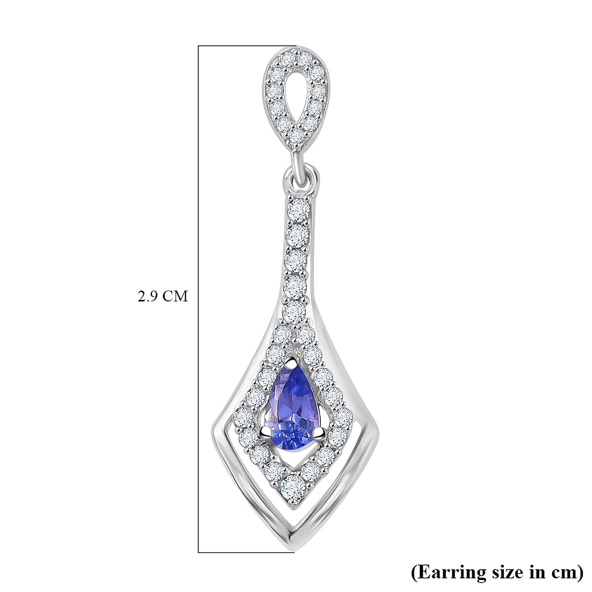 Tanzanite, White Zircon Dangling Earrings in Rhodium Overlay Sterling Silver 7948771 5