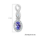 Tanzanite & White Zircon Solitaire Stud Push Back Earring in Rhodium Overlay Sterling Silver