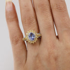 Tanzanite, Yellow Sapphire & White Zircon Cluster Ring in 18K Vermeil Yellow Gold Plated Sterling Silver 2.34 Ct.