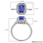 Tanzanite and Diamond Halo Ring in Rhodium Overlay Sterling Silver 1.14 Ct.
