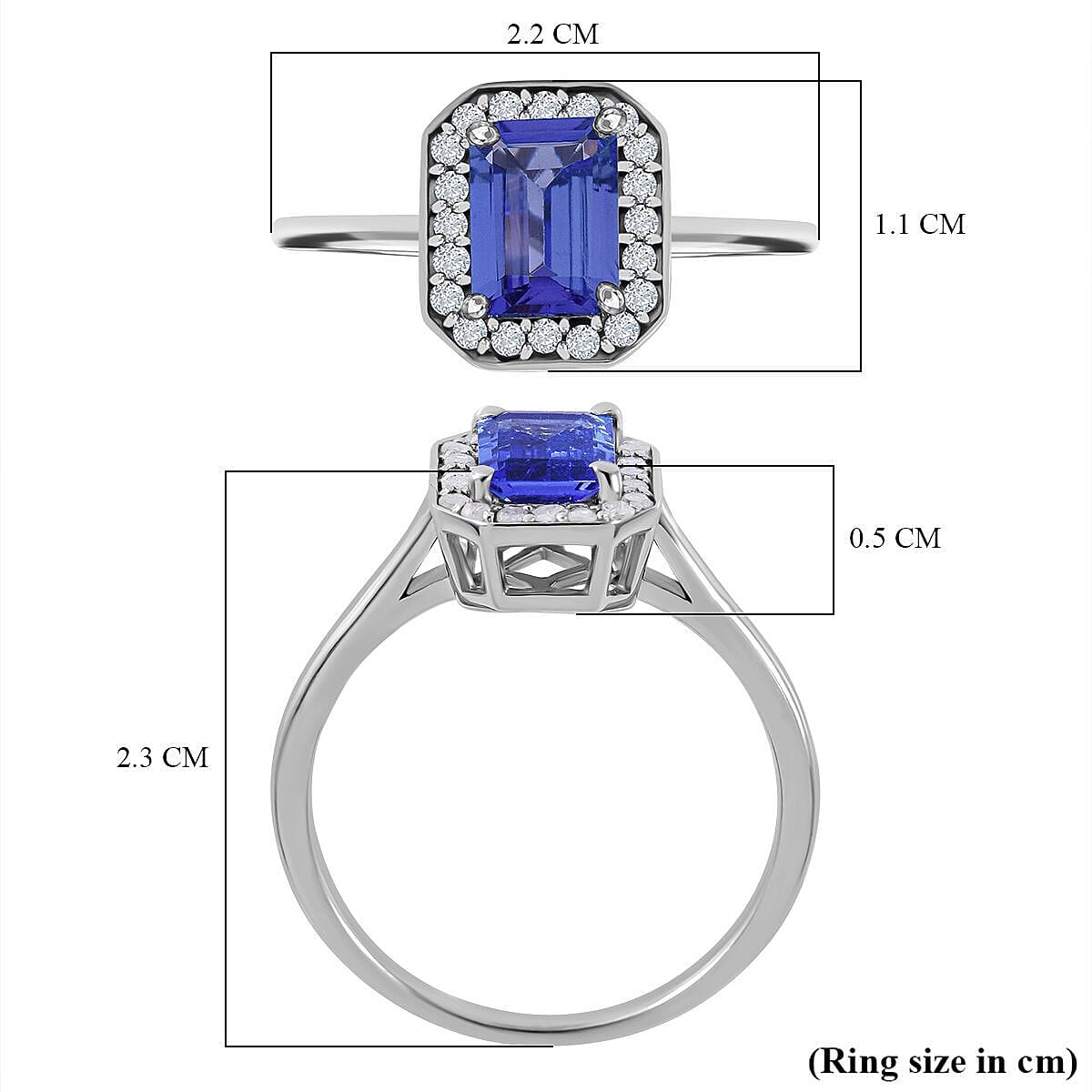 Tanzanite and Diamond Halo Ring in Rhodium Overlay Sterling Silver 1.14 Ct. 8900369 11