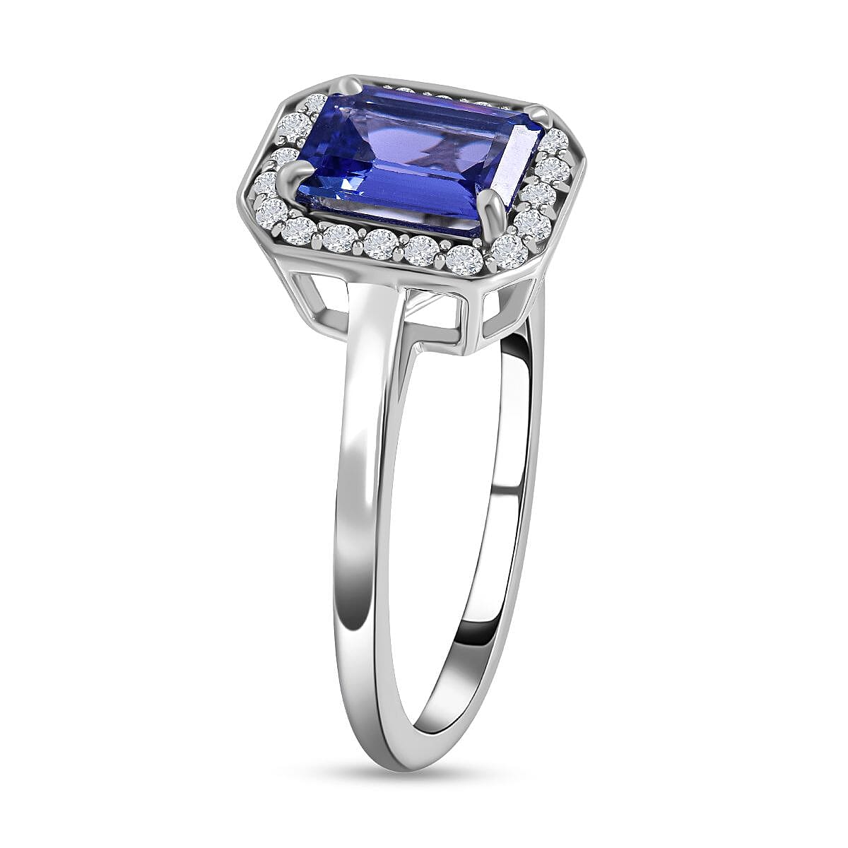 Tanzanite and Diamond Halo Ring in Rhodium Overlay Sterling Silver 1.14 Ct. 8900369 7