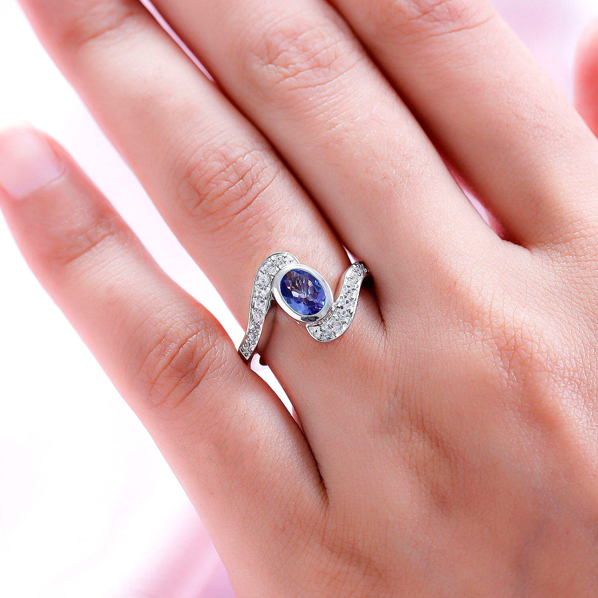 Tanzanite and Natural Cambodian Zircon Bypass Ring in Platinum Overlay Sterling Silver 1.21 ct 8952183 3