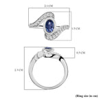 Tanzanite and Natural Zircon Bypass Ring in Platinum Overlay Sterling Silver 1.21 Ct
