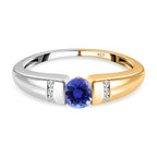 Tanzanite and Natural Cambodian Zircon Ring in Platinum and 18K Vermeil Yellow Gold Plated Sterling Silver