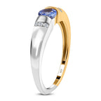 Tanzanite and Natural Cambodian Zircon Ring in Platinum and 18K Vermeil Yellow Gold Plated Sterling Silver