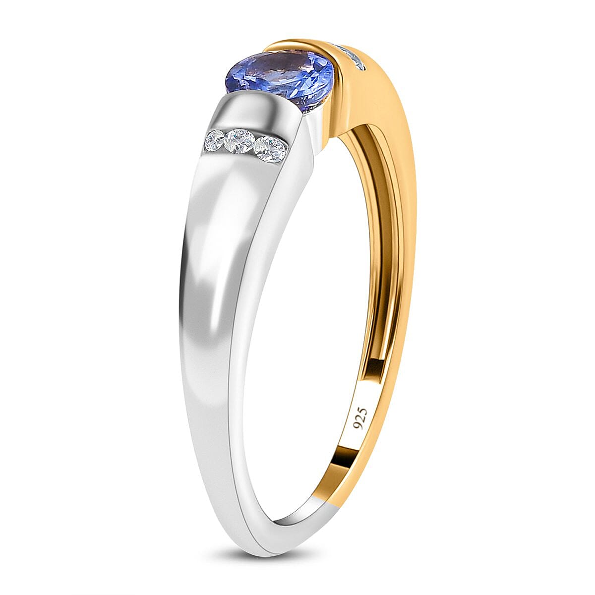 Tanzanite and Natural Cambodian Zircon Ring in Platinum and 18K Vermeil Yellow Gold Plated Sterling Silver 7228111 3