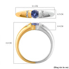 Tanzanite and Natural Cambodian Zircon Ring in Platinum and 18K Vermeil Yellow Gold Plated Sterling Silver