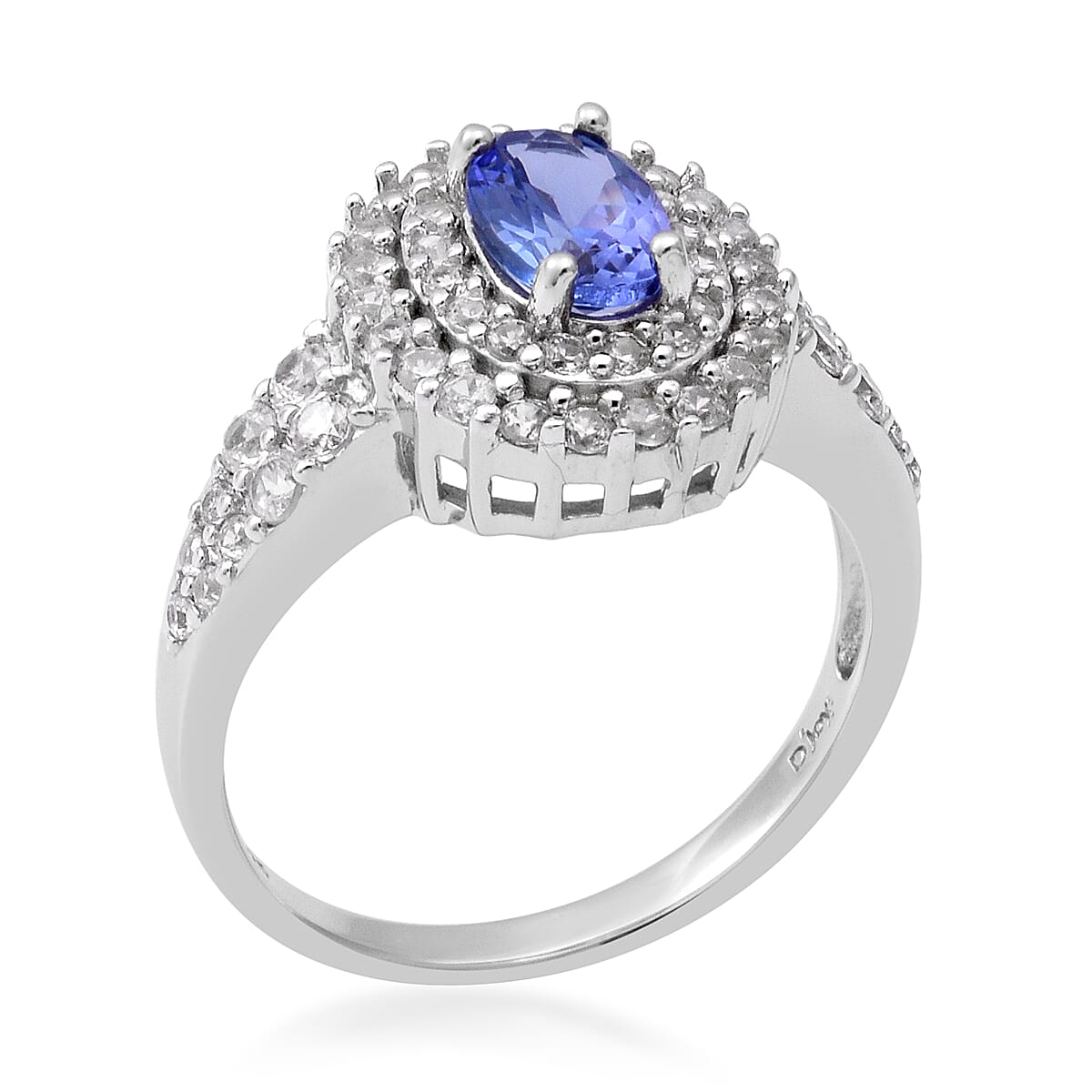 Tanzanite &amp; Natural Cambodian Zircon Ring in White Gold Plated Sterling Silver 1.60 Ct. 6069757 2