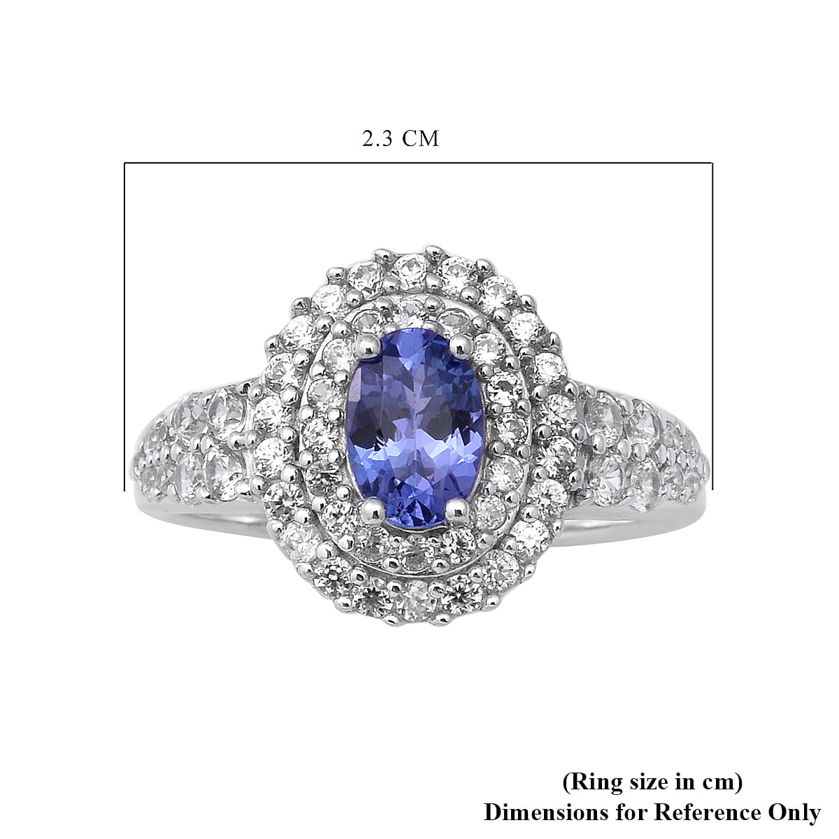 Tanzanite &amp; Natural Cambodian Zircon Ring in White Gold Plated Sterling Silver 1.60 Ct. 6069757 4