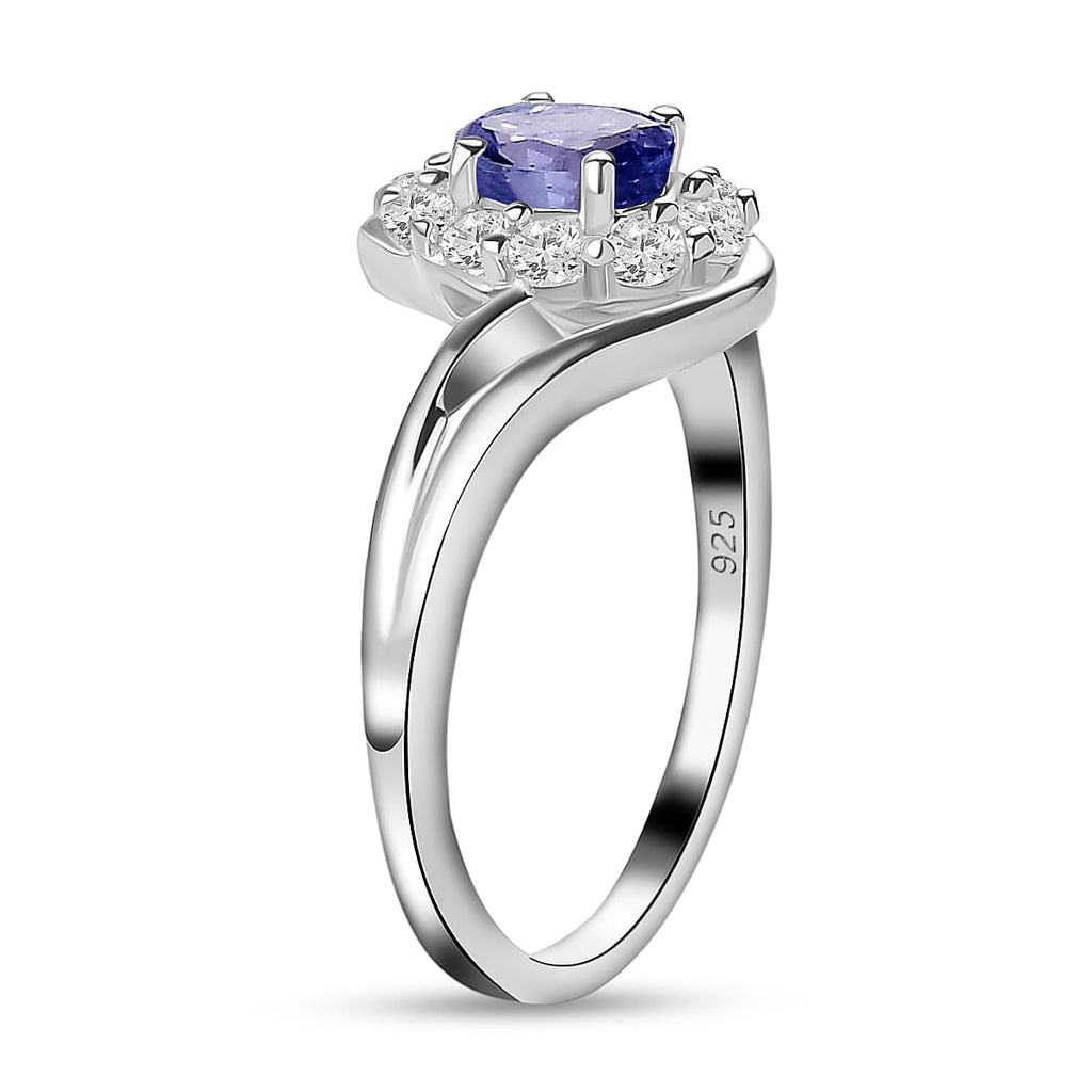 Tanzanite and Natural Cambodian Zircon Ring in Sterling Silver