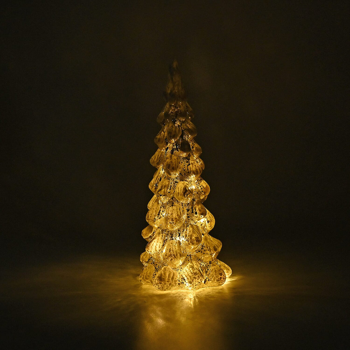 Tapered Glass Christmas Tree with Electroplating Thread - Built in 10L Copper Wire (CR2032x2 Battery Included) - Silver - White 7622508 1