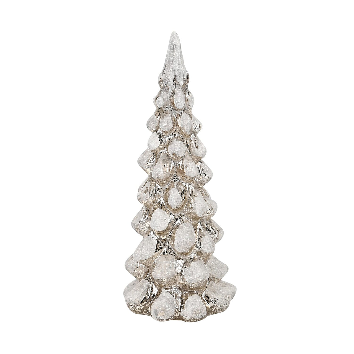 Tapered Glass Christmas Tree with Electroplating Thread - Built in 10L Copper Wire (CR2032x2 Battery Included) - Silver - White 7622508 2
