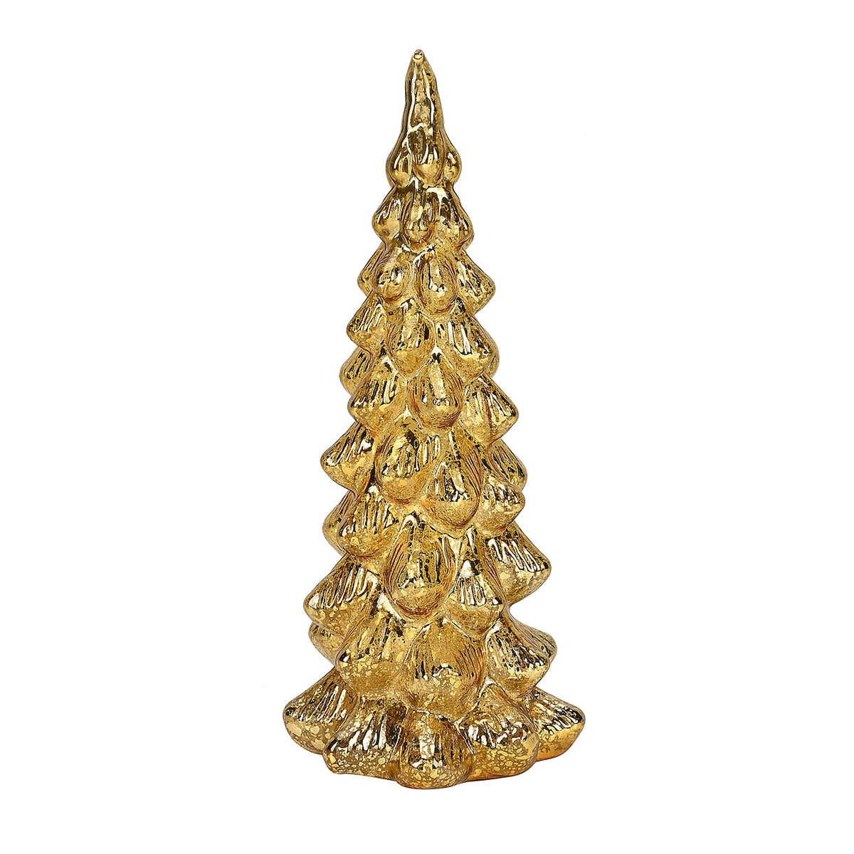 Tapered Glass LED Lighted Conical Christmas Tree With Electroplating Thread (Battery - CR2032X2, Incl.) - Gold 7622422 3