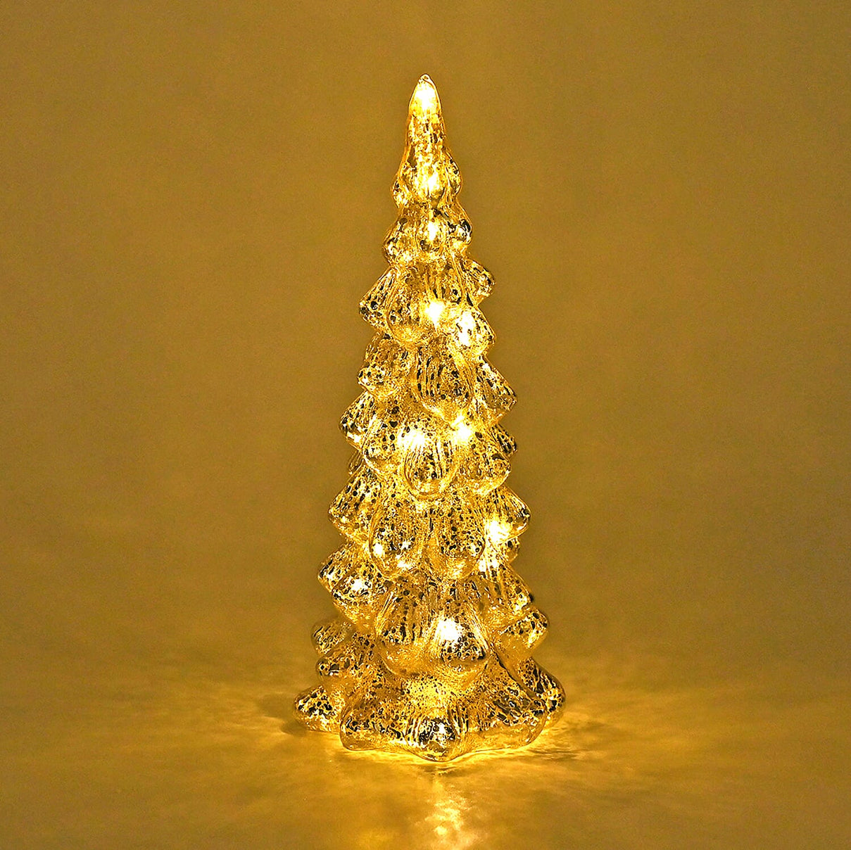 Tapered Glass LED Lighted Conical Christmas Tree With Electroplating Thread (Battery - CR2032X2, Incl.) - Silver 7622424 0