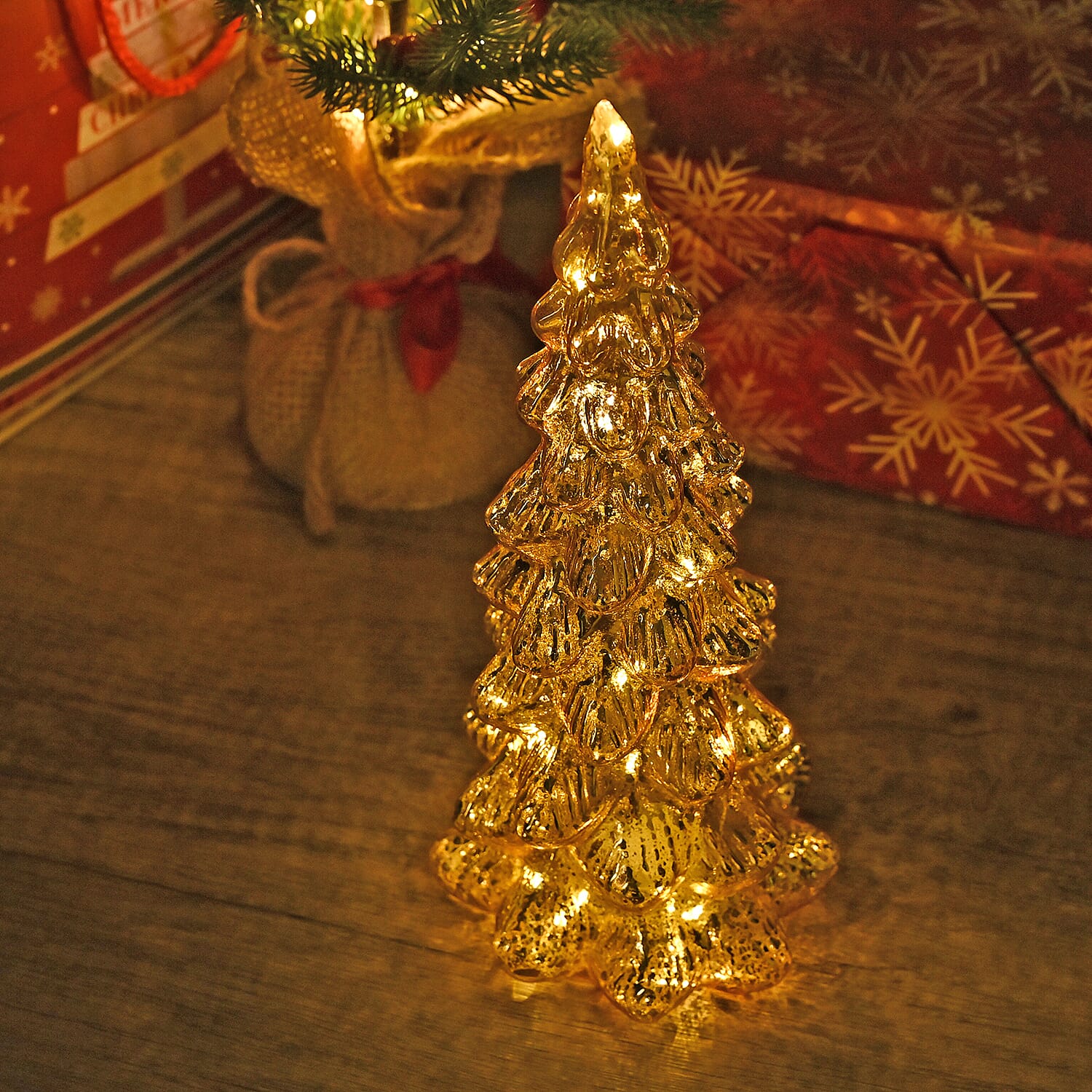 Tapered Glass LED Lighted Conical Christmas Tree With Electroplating Thread (Battery - CR2032X2, Incl.) - Silver 7622424 1