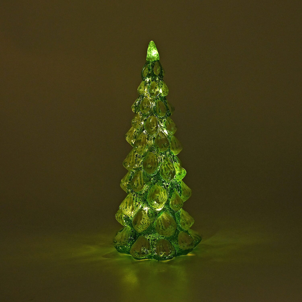 Tapered Glass LED Lighted Conical Christmas Tree With Electroplating Thread (Battery - CR2032X2, Incl.) - Green - White 7622501 0
