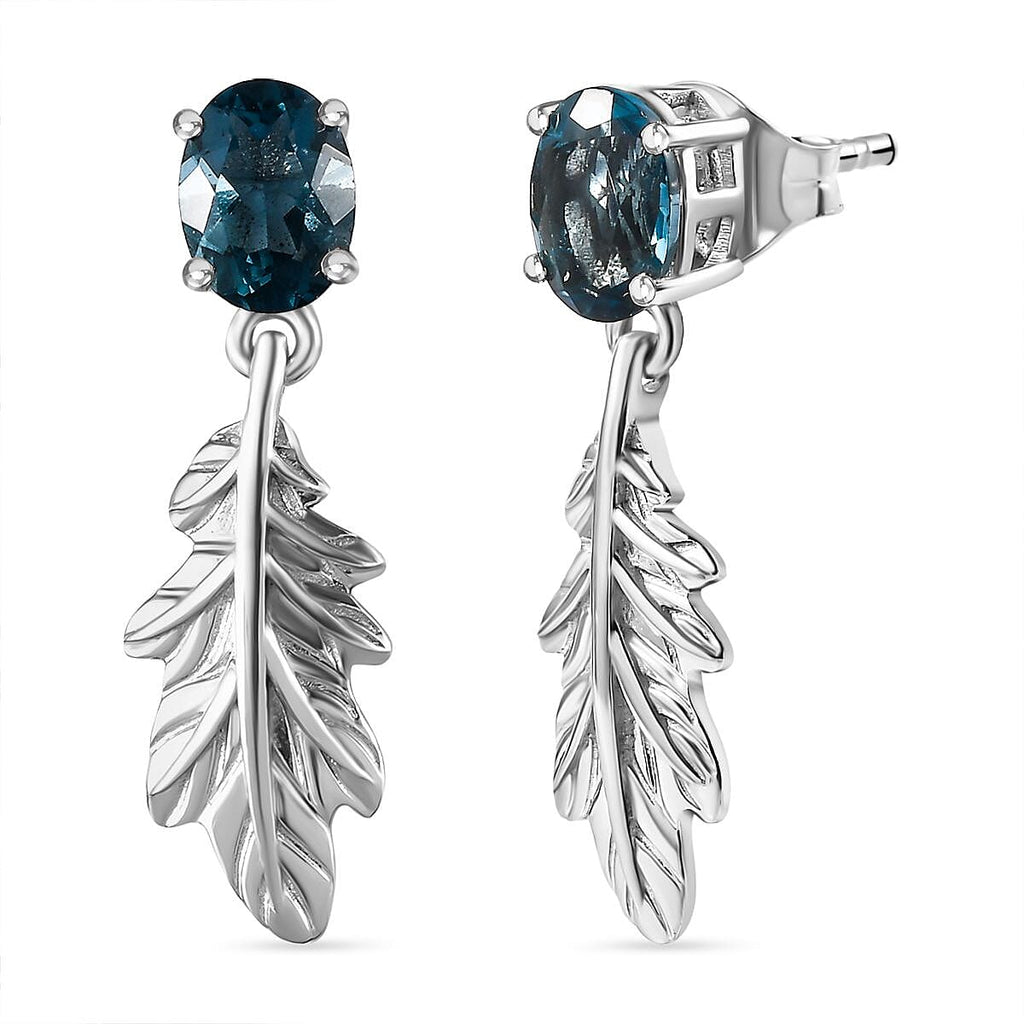 Belgian Teal Fluorite Dangling Earring in Rhodium Overlay Sterling Silver 2.94 ct