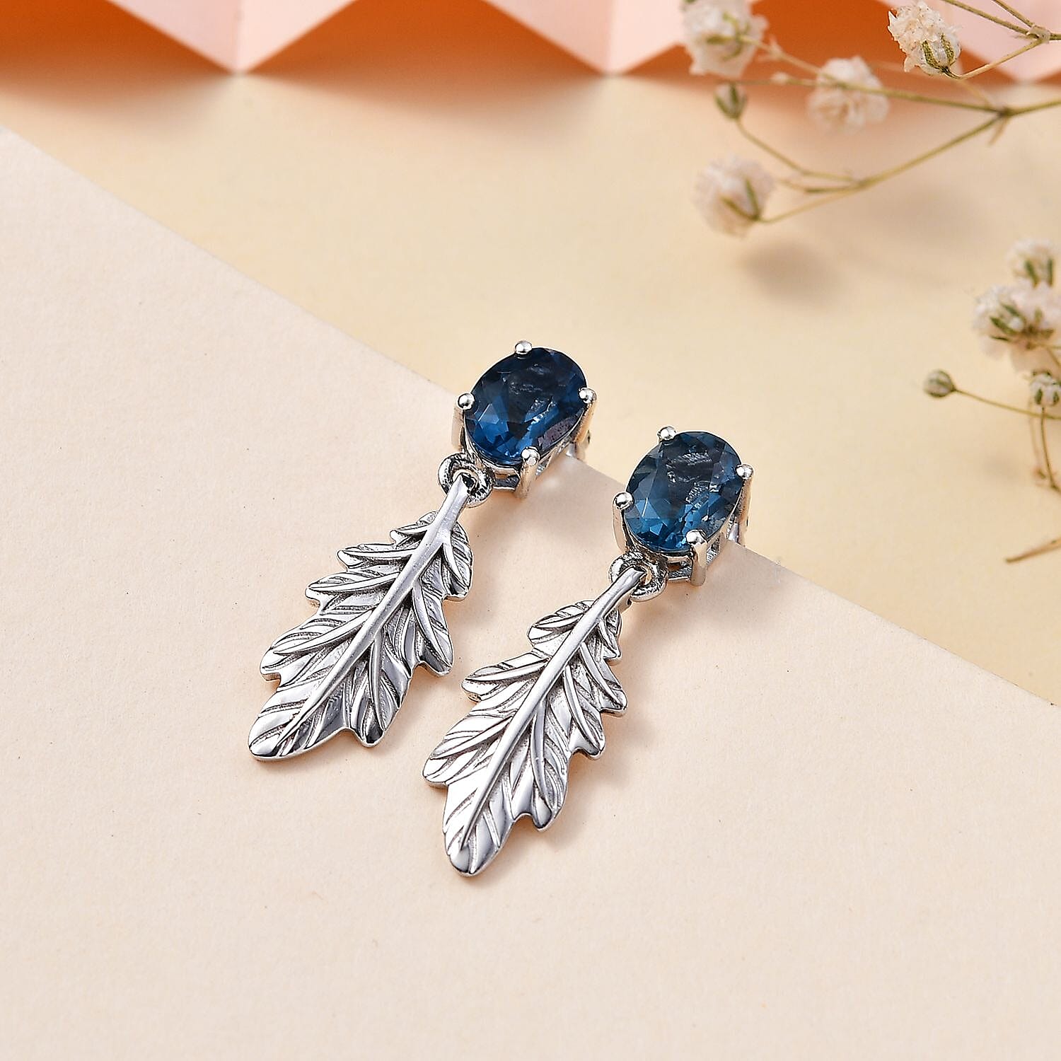 Belgian Teal Fluorite Dangling Earrings in Rhodium Overlay Sterling Silver 2.94 ct 7804631 2