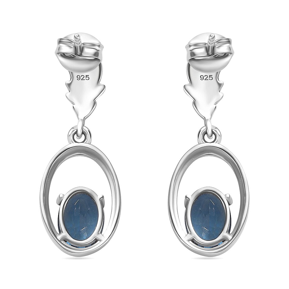 Belgian Teal Fluorite Solitaire Dangle Earrings in Rhodium Overlay Sterling Silver 3.07 Ct 7804635 5