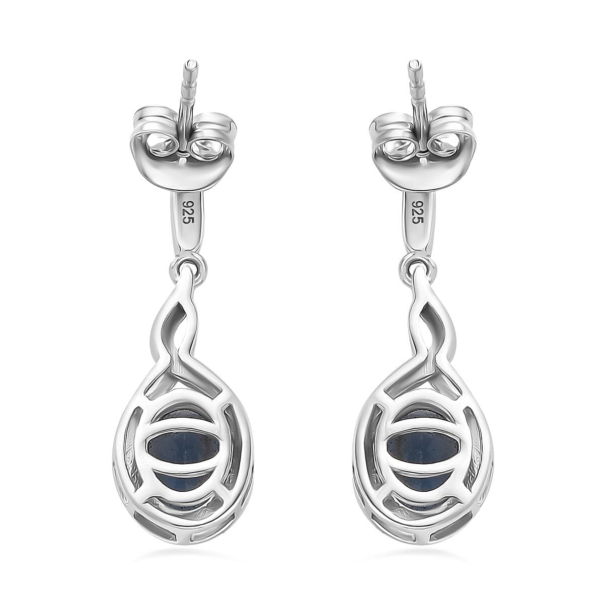 Belgian Teal Fluorite Dangle Earrings in Rhodium Overlay Sterling Silver  3.070 Ct. 7807592 4
