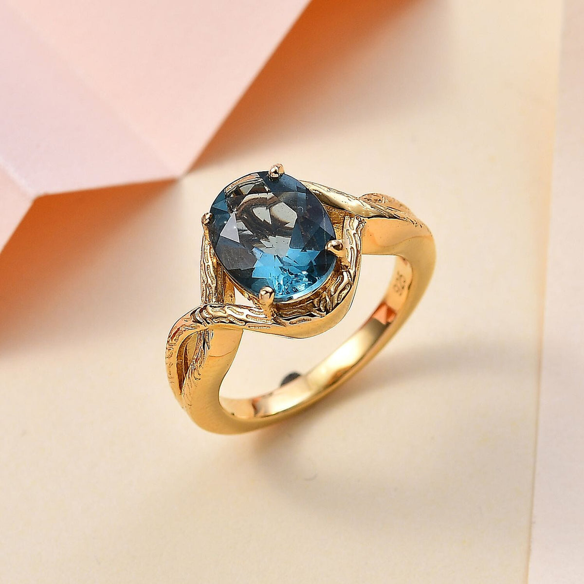 Belgian Teal Fluorite Solitaire Ring in 18K Yellow Gold Vermeil Plated Sterling Silver 3.20 Ct 7805154 2