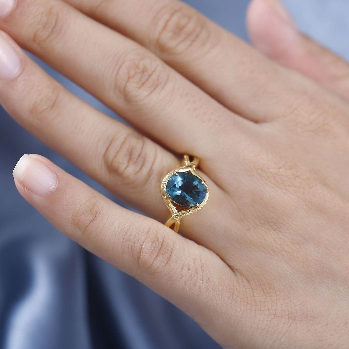 Belgian Teal Fluorite Solitaire Ring in 18K Yellow Gold Vermeil Plated Sterling Silver 3.20 Ct 7805154 3